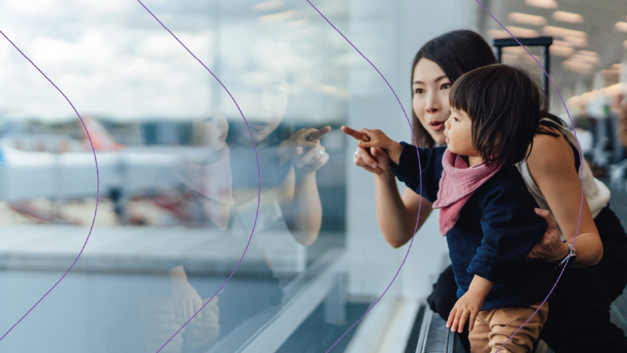 Mom and daughter at airport