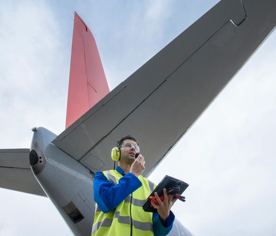 Ground handler using virtual APOC at an airport.