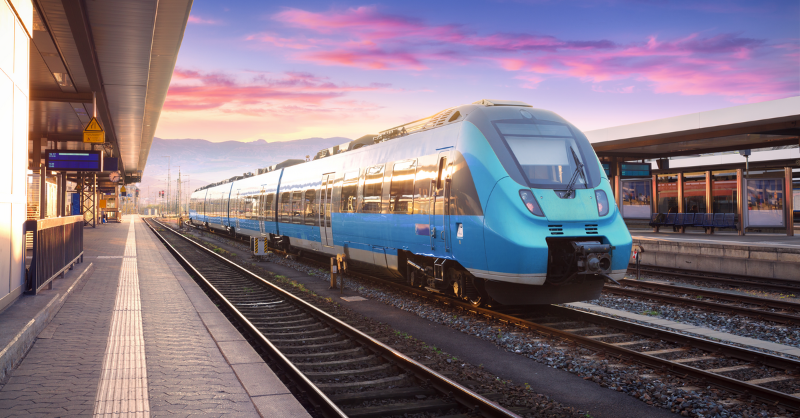 Train arriving at a station