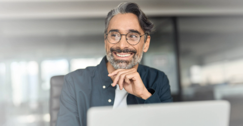 Man sitting by computer