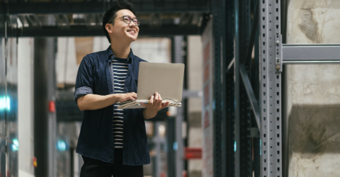 young business man working on laptop