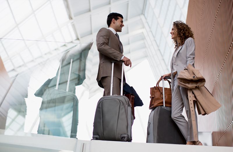 Business man and woman talking