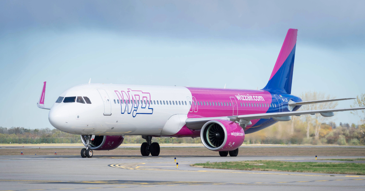 Wizz Air aircraft taxiing on the tarmac